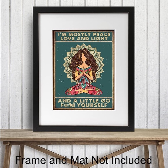 ☮️8x10 Wall Art🕊- I’m mostly Peace and Love - Funny Sign - Picture 3 of 4